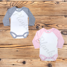 Load image into Gallery viewer, Infant Pastel LS Raglan Onesie- 65% Polyester