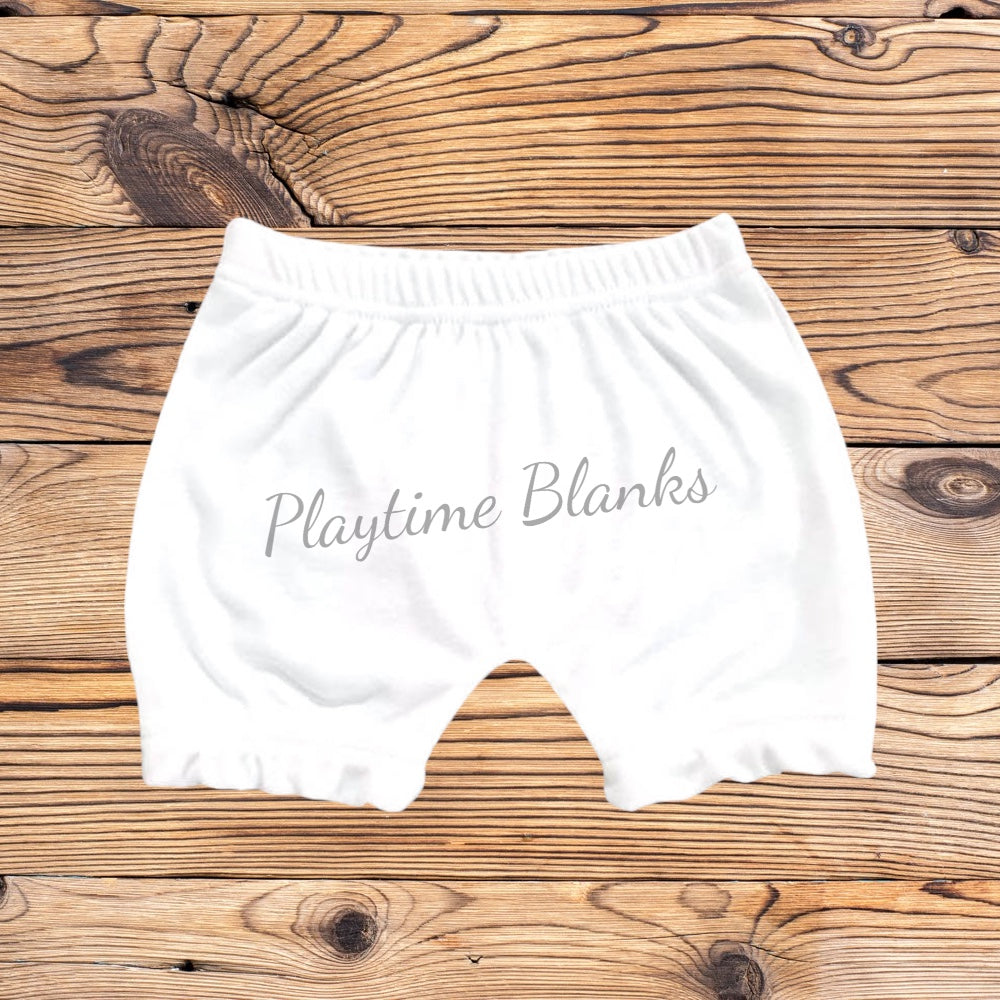 Infant white baby bloomers 100 polyester playtime blanks