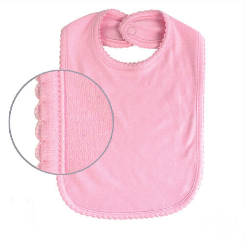 Pink Scallop Bib- 65% Poly