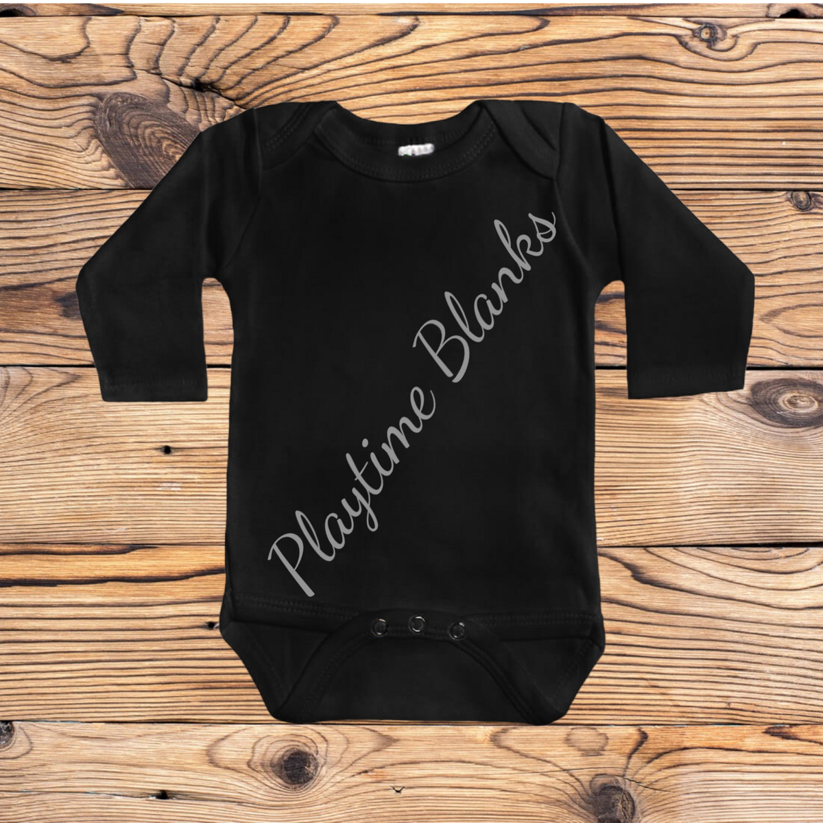 Infant black ls onesie 65 polyester playtime blanks