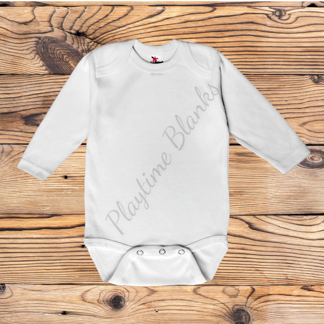 Infant White LS Onesie 100 Polyester Playtime Blanks
