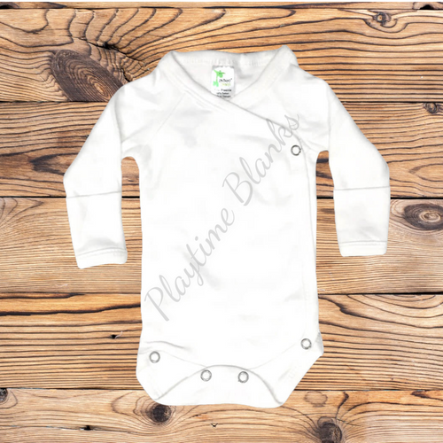 White Kimono Infant LS Bodysuits- 65% Polyester