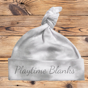 White/Smoke Knot Beanie- 65% Poly