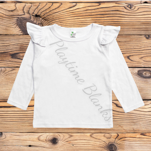 White Flutter LS Shirt- 65% Polyester
