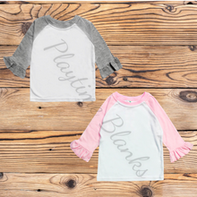 Load image into Gallery viewer, Ruffle Raglan- 65% Poly